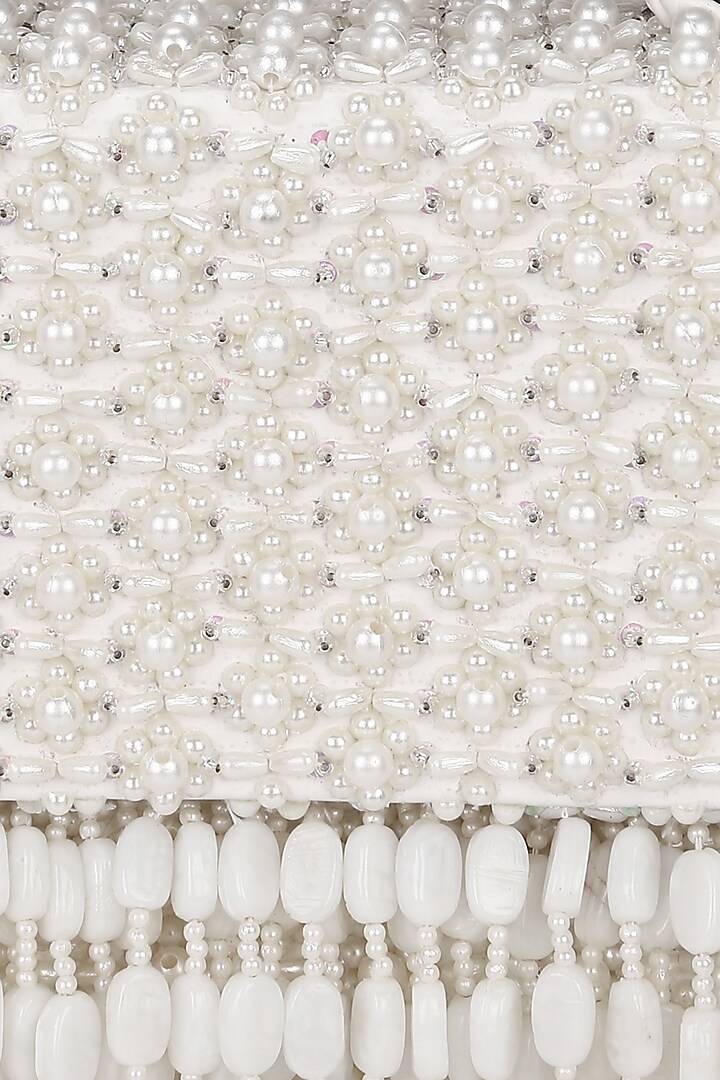 White Embellished Mini Bag by Aanchal Sayal at Pernia's Pop Up Shop