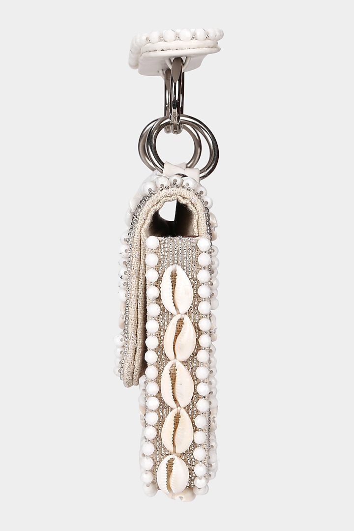 Ivory Seashell Embellished Mini Bag by Aanchal Sayal at Pernia's Pop Up Shop