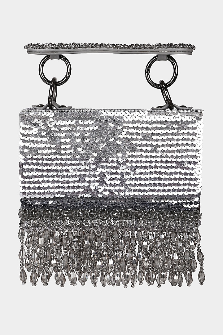Silver Embellished Mini Bag by Aanchal Sayal