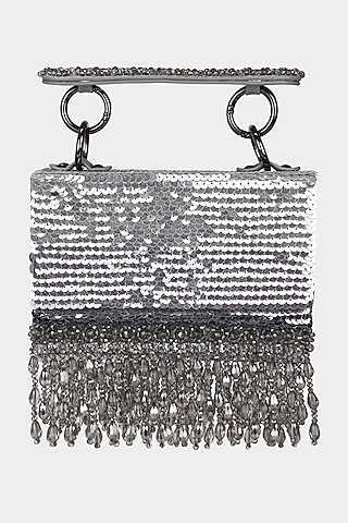 Silver Embellished Mini Bag by Aanchal Sayal
