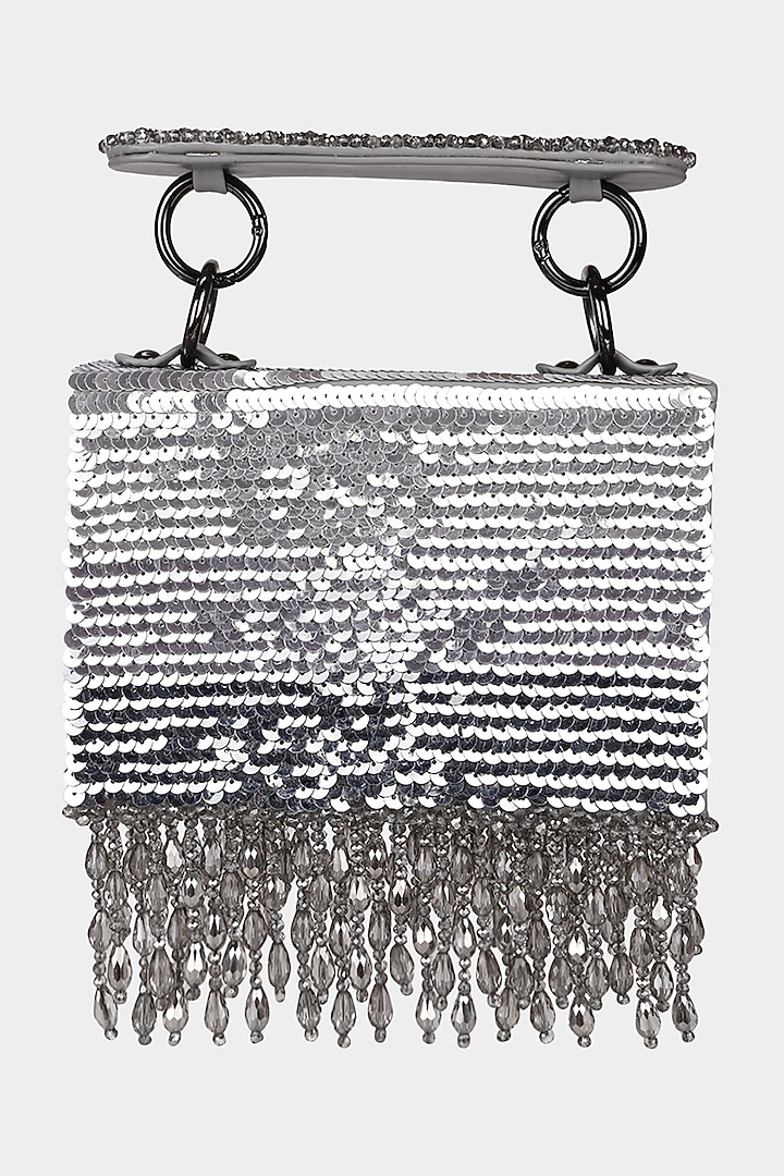 Silver Embellished Mini Bag by Aanchal Sayal at Pernia's Pop Up Shop
