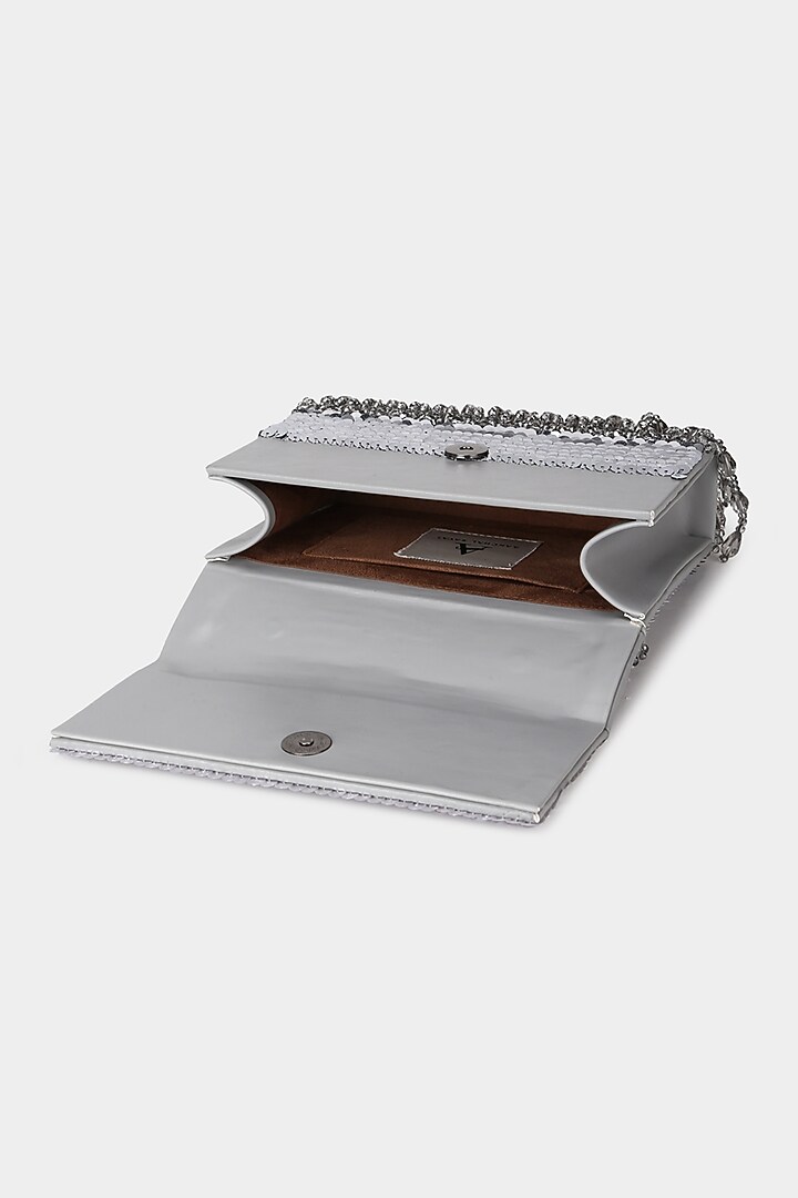 Silver Embellished Mini Bag by Aanchal Sayal at Pernia's Pop Up Shop