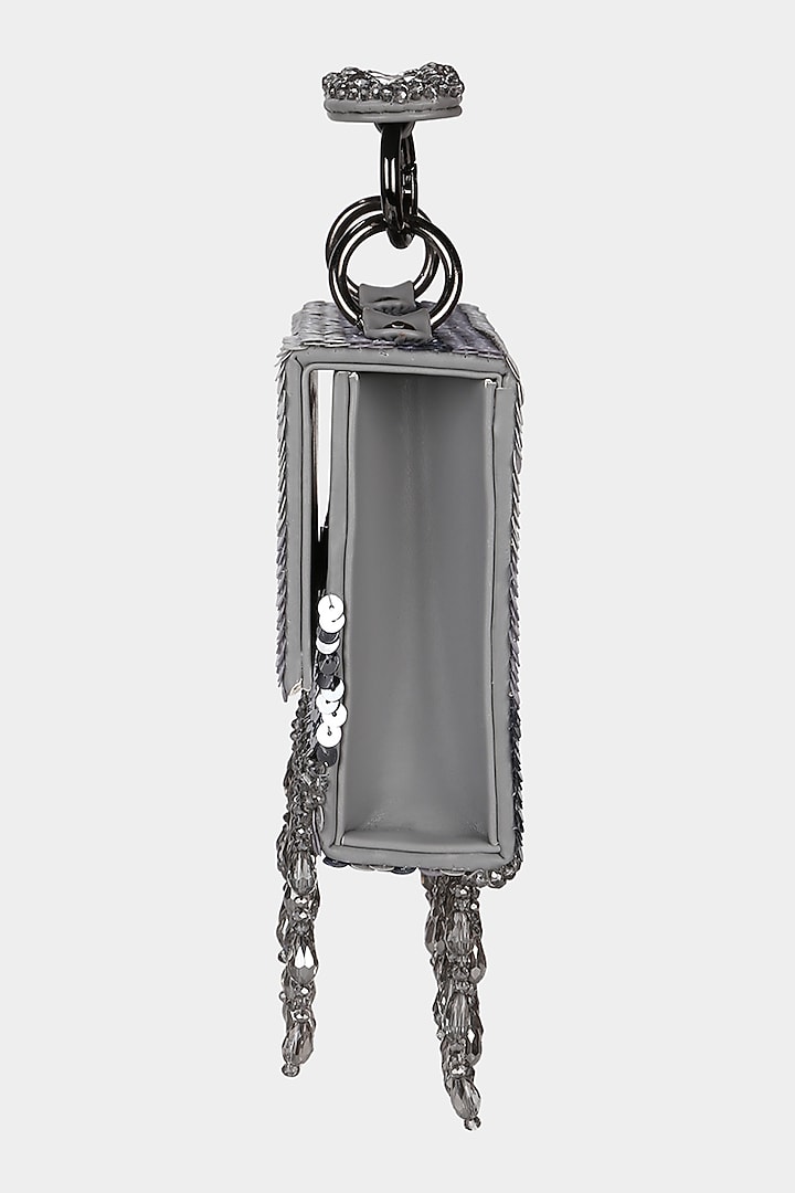 Silver Embellished Mini Bag by Aanchal Sayal at Pernia's Pop Up Shop