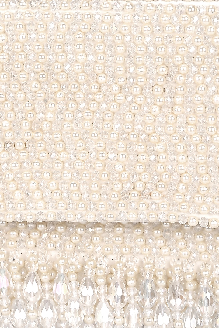 White Pearl Embellished Mini Bag by Aanchal Sayal at Pernia's Pop Up Shop