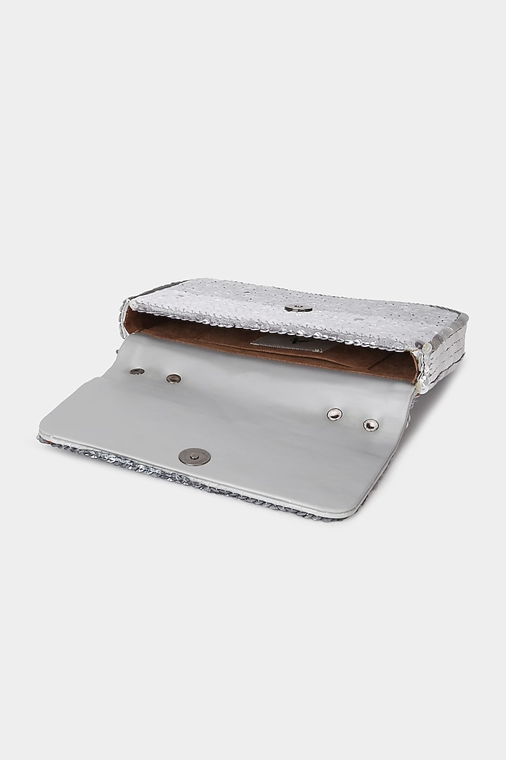 Silver Sequins Embellished Mini Bag by Aanchal Sayal at Pernia's Pop Up Shop