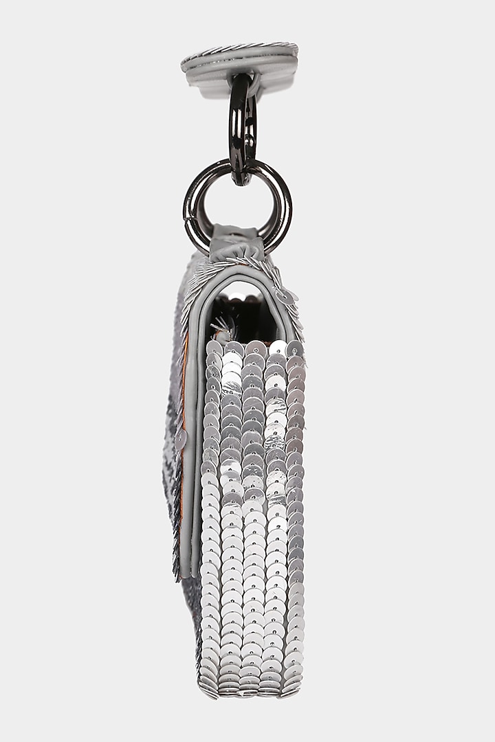 Silver Sequins Embellished Mini Bag by Aanchal Sayal at Pernia's Pop Up Shop