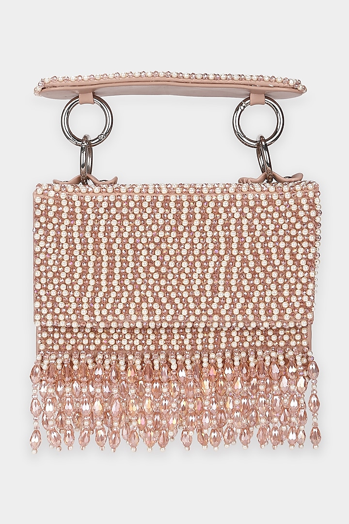 Baby Pink Embellished Mini Bag by Aanchal Sayal