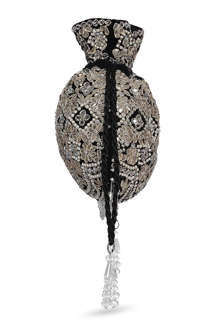Black & Gold Sequins Potli by Aanchal Sayal at Pernia's Pop Up Shop