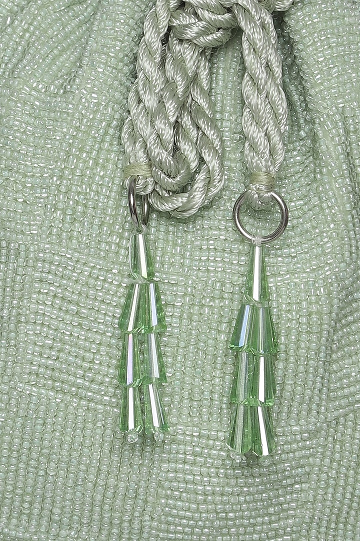 Mint Green Potli With Crystals by Aanchal Sayal at Pernia's Pop Up Shop