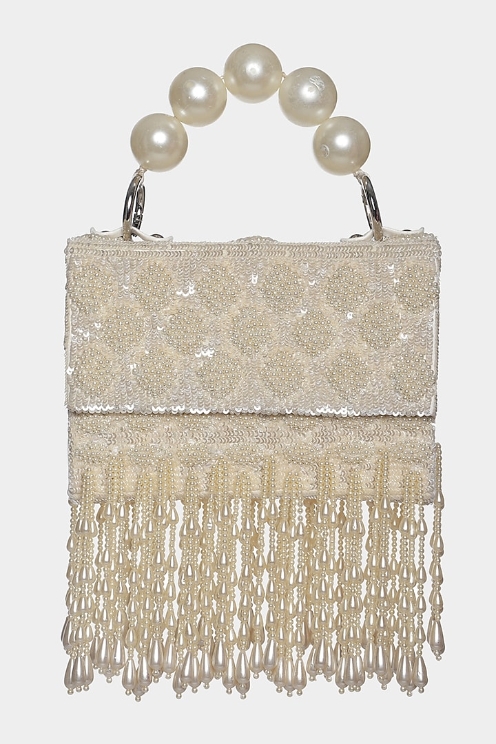 Ivory Sequins Embellished Mini Bag by Aanchal Sayal at Pernia's Pop Up Shop