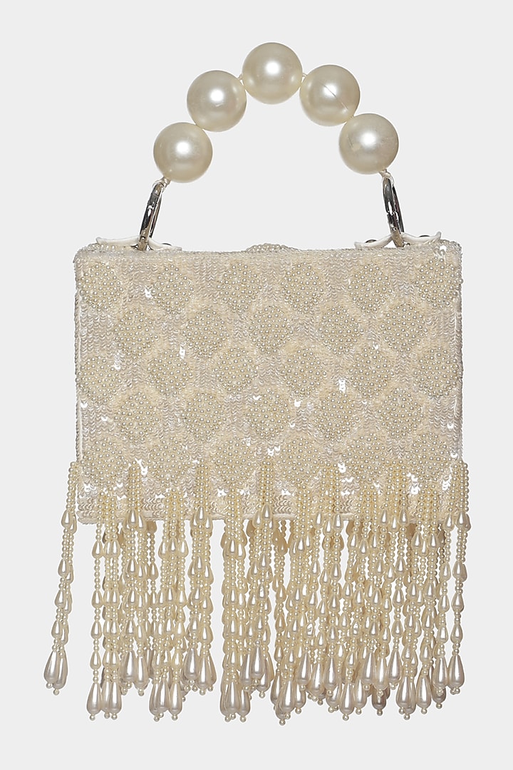 Ivory Sequins Embellished Mini Bag by Aanchal Sayal at Pernia's Pop Up Shop