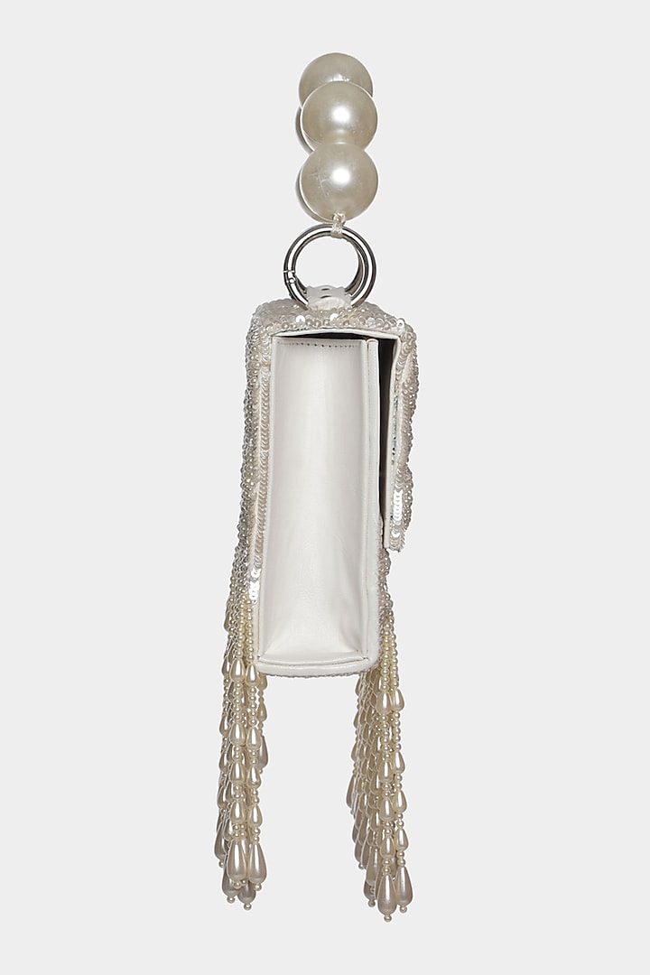Ivory Sequins Embellished Mini Bag by Aanchal Sayal at Pernia's Pop Up Shop