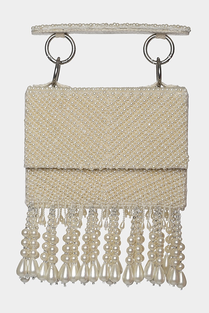 Ivory Pearl Embellished Mini Bag by Aanchal Sayal at Pernia's Pop Up Shop