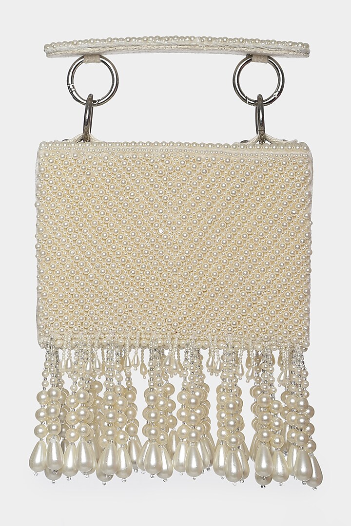 Ivory Pearl Embellished Mini Bag by Aanchal Sayal at Pernia's Pop Up Shop