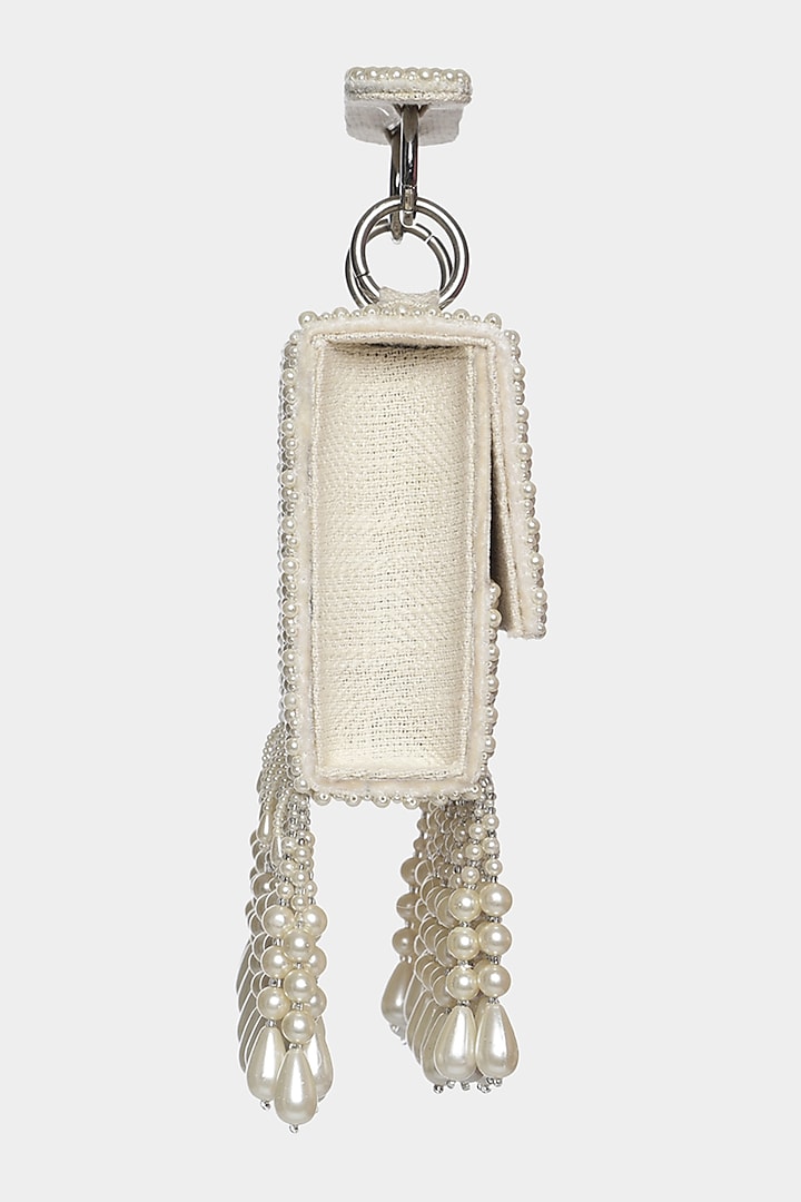 Ivory Pearl Embellished Mini Bag by Aanchal Sayal at Pernia's Pop Up Shop