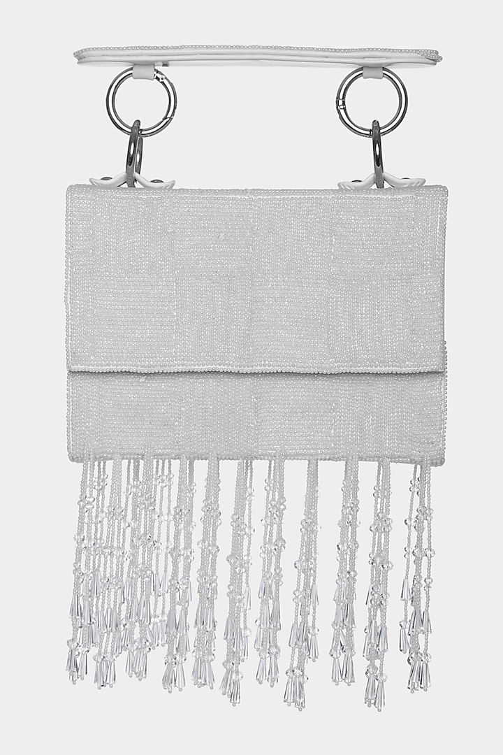 Silver Crystal Embellished Mini Bag by Aanchal Sayal at Pernia's Pop Up Shop