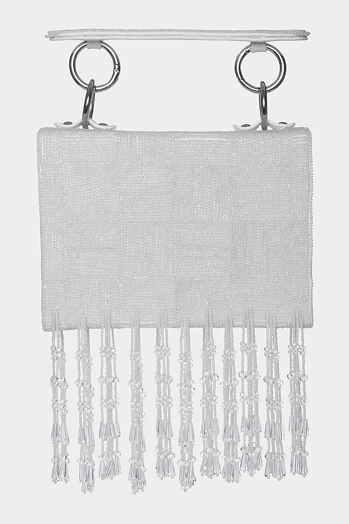 Silver Crystal Embellished Mini Bag by Aanchal Sayal at Pernia's Pop Up Shop