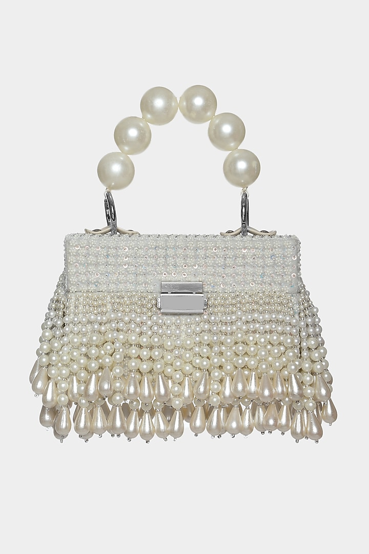 Ivory Sequins Embellished Mini Box Bag by Aanchal Sayal at Pernia's Pop Up Shop