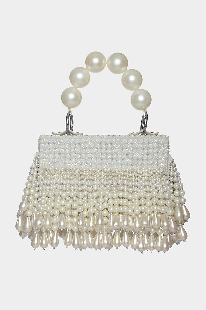 Ivory Sequins Embellished Mini Box Bag by Aanchal Sayal at Pernia's Pop Up Shop