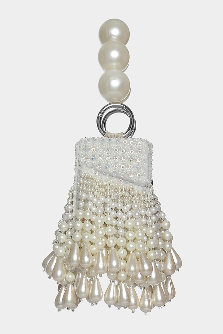 Ivory Sequins Embellished Mini Box Bag by Aanchal Sayal at Pernia's Pop Up Shop