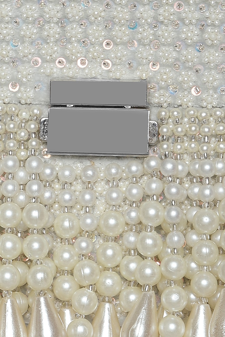 Ivory Sequins Embellished Mini Box Bag by Aanchal Sayal at Pernia's Pop Up Shop