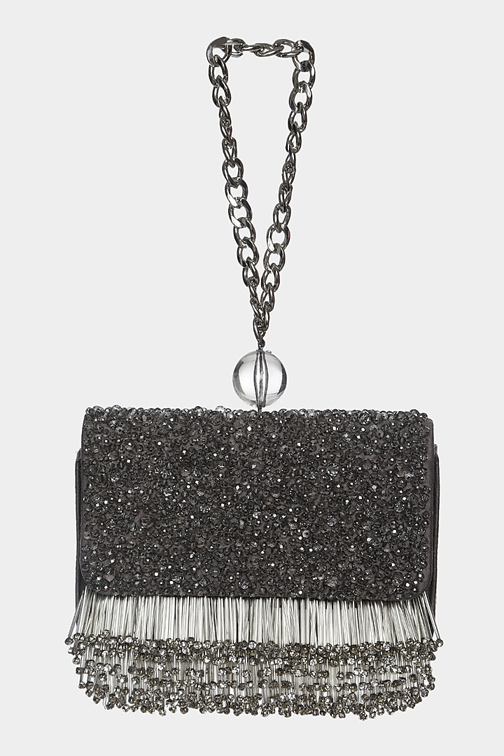 Grey & Silver Embellished Mini Bag by Aanchal Sayal