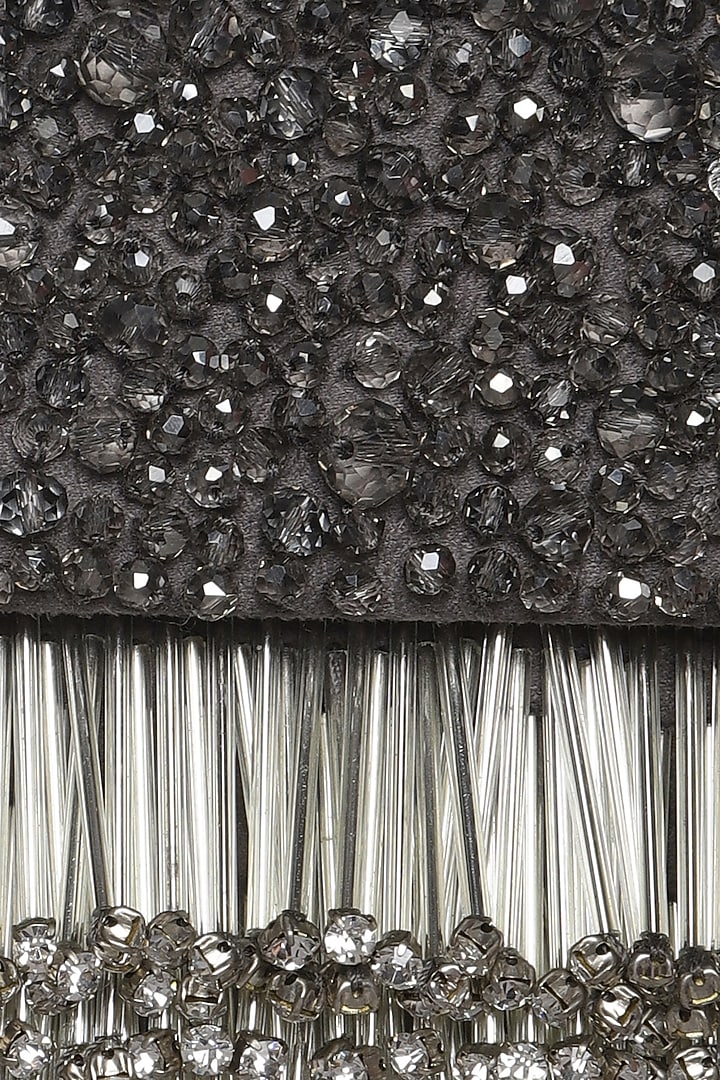Grey & Silver Embellished Mini Bag by Aanchal Sayal at Pernia's Pop Up Shop