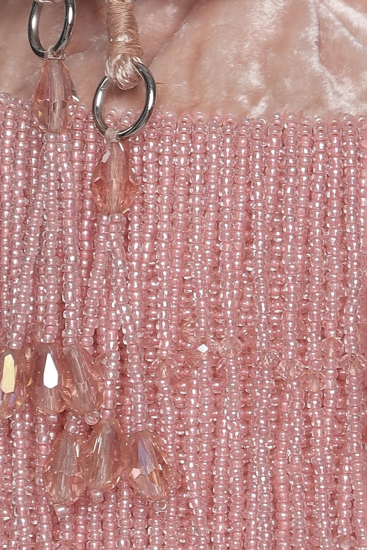 Blush Pink Embroidered Potli Bucket Bag by Aanchal Sayal at Pernia's Pop Up Shop