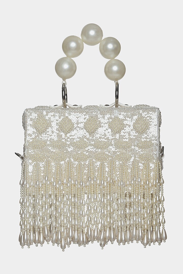 Ivory Embellished Mini Box Bag by Aanchal Sayal at Pernia's Pop Up Shop