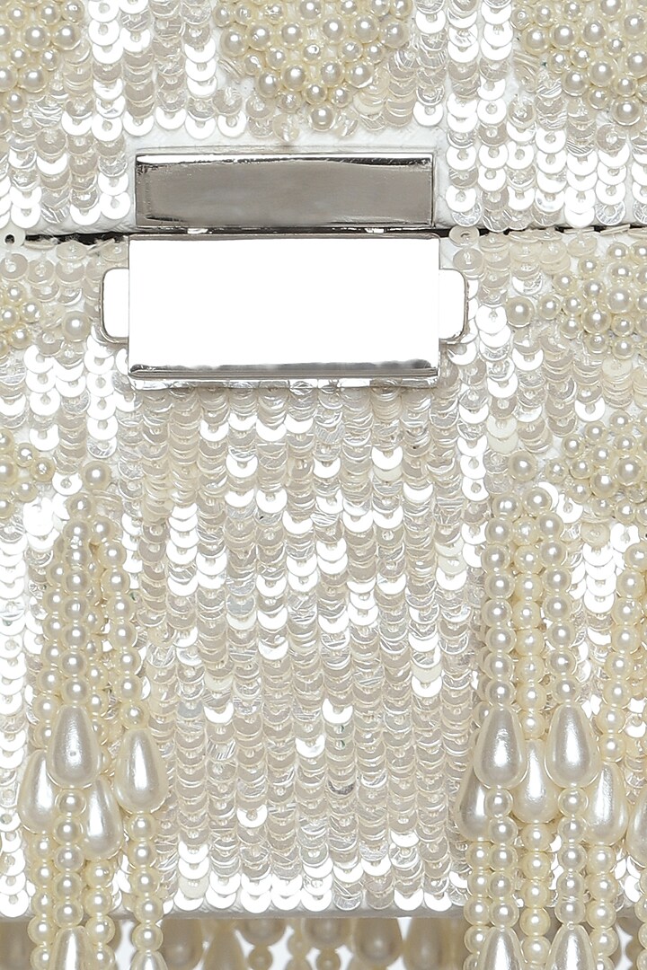 Ivory Embellished Mini Box Bag by Aanchal Sayal at Pernia's Pop Up Shop