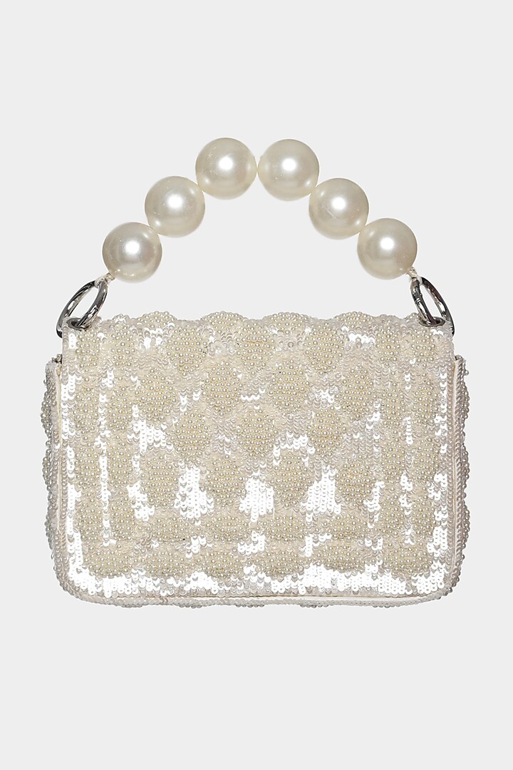 Ivory Embellished Mini Bag by Aanchal Sayal at Pernia's Pop Up Shop