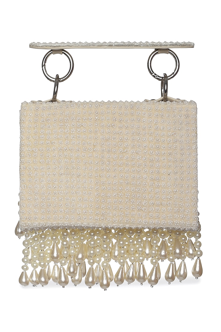 Ivory Faux Leather Mini Bag by Aanchal Sayal at Pernia's Pop Up Shop