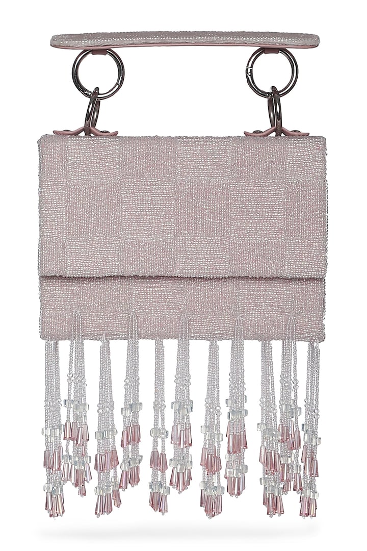 Blush Pink Crystal Embroidery Mini Bag by Aanchal Sayal