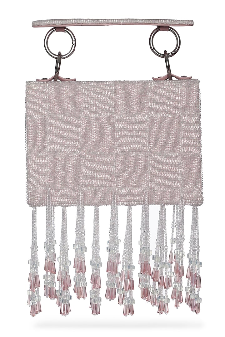 Blush Pink Crystal Embroidery Mini Bag by Aanchal Sayal at Pernia's Pop Up Shop