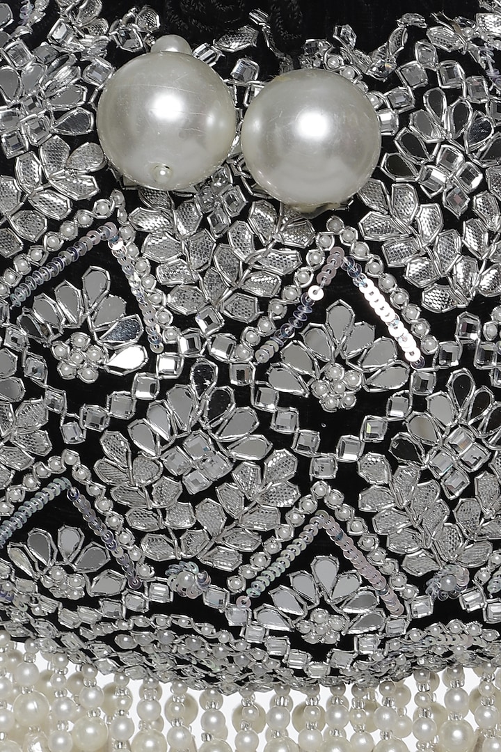 Black & Ivory Pearl Embellished Potli by Aanchal Sayal at Pernia's Pop Up Shop