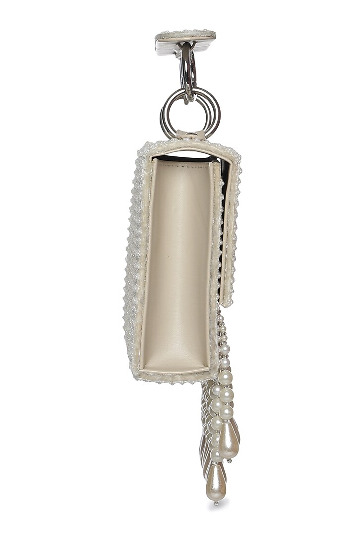 Ivory Sequins & Beads Embellished Mini Bag by Aanchal Sayal at Pernia's Pop Up Shop