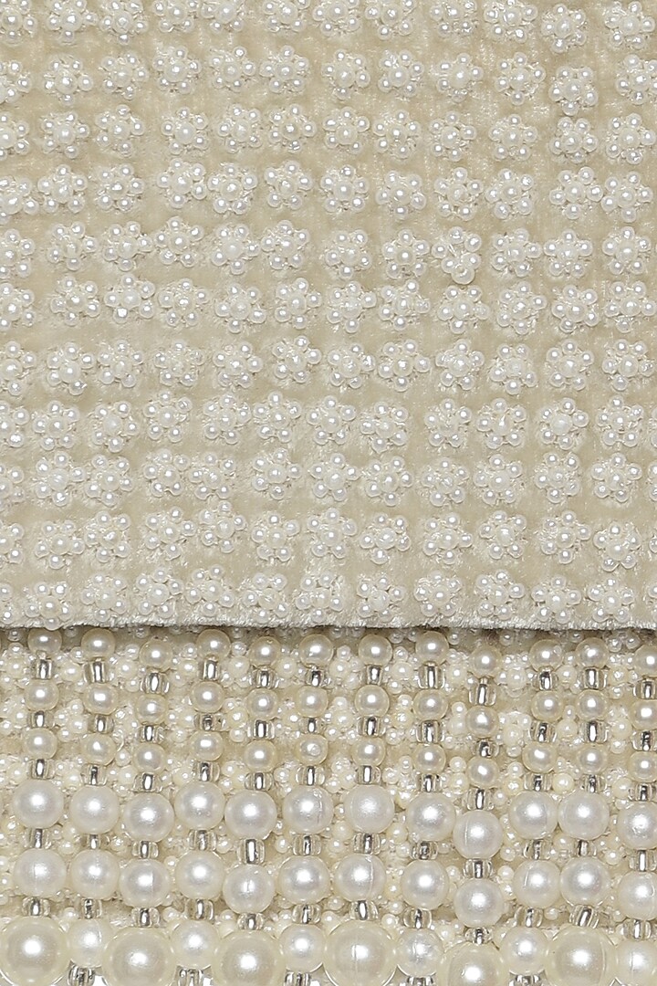 Ivory Sequins & Beads Embellished Mini Bag by Aanchal Sayal at Pernia's Pop Up Shop