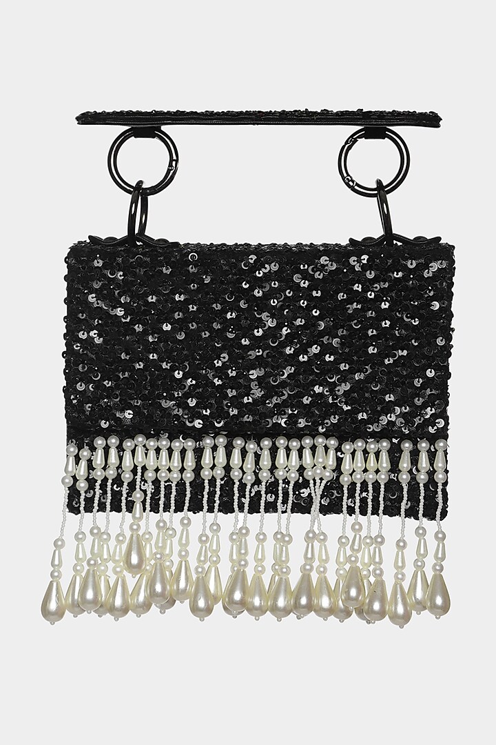 Black Embellished Mini Bag by Aanchal Sayal