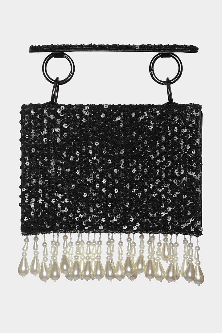 Black Embellished Mini Bag by Aanchal Sayal at Pernia's Pop Up Shop
