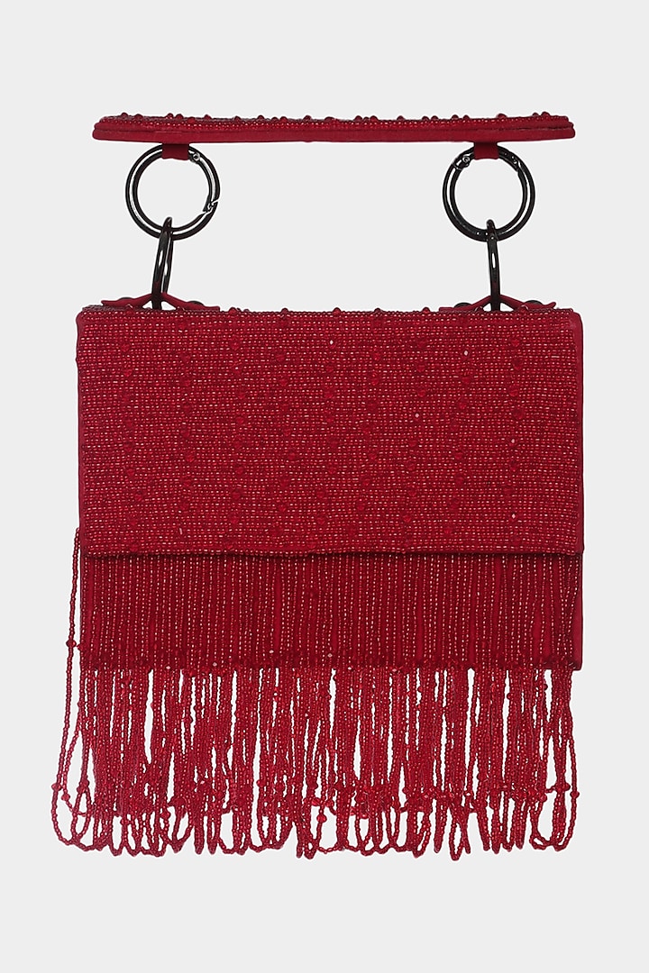 Red Embroidered Mini Bag by Aanchal Sayal