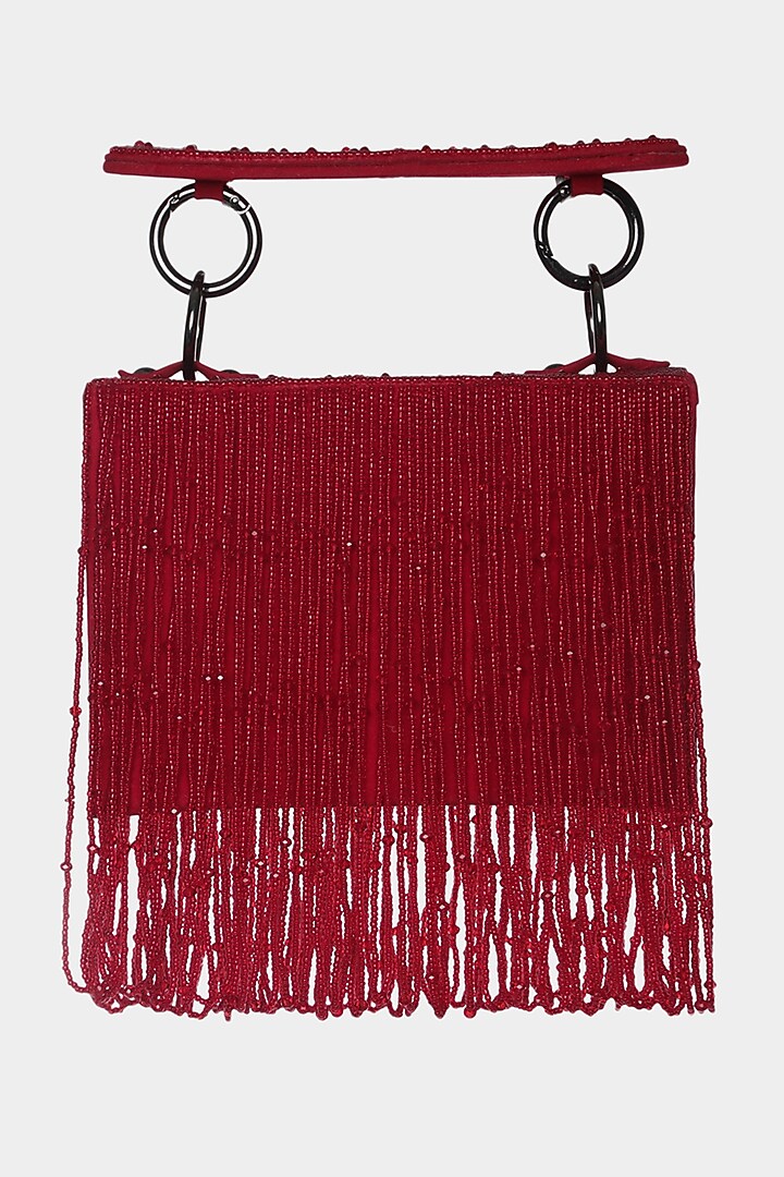 Red Embroidered Mini Bag by Aanchal Sayal at Pernia's Pop Up Shop