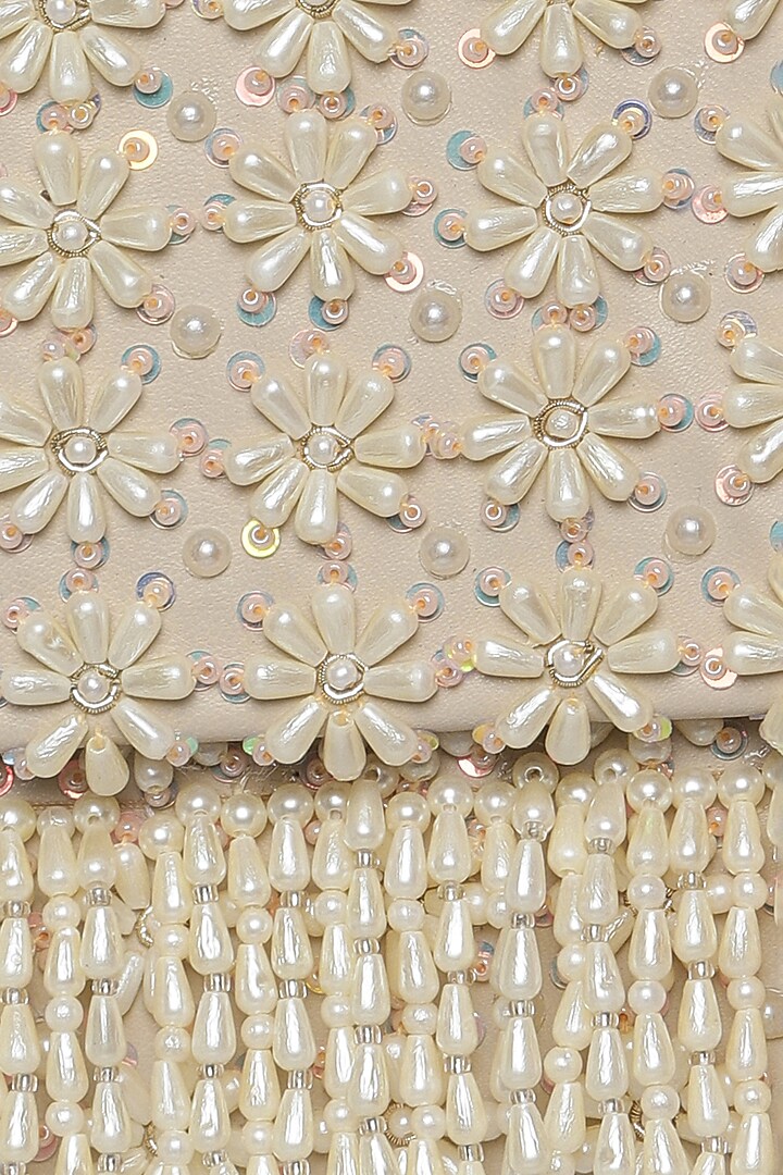 Ivory Embellished Mini Bag In Faux Leather by Aanchal Sayal at Pernia's Pop Up Shop