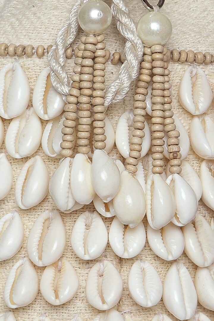 Ivory Bucket Bag With Seashells by Aanchal Sayal at Pernia's Pop Up Shop