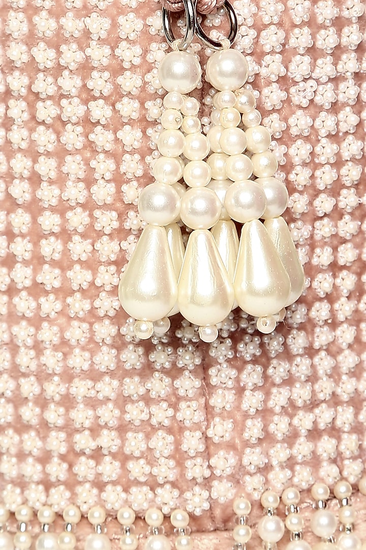 Blush Pink Embroidered Bucket Bag by Aanchal Sayal at Pernia's Pop Up Shop