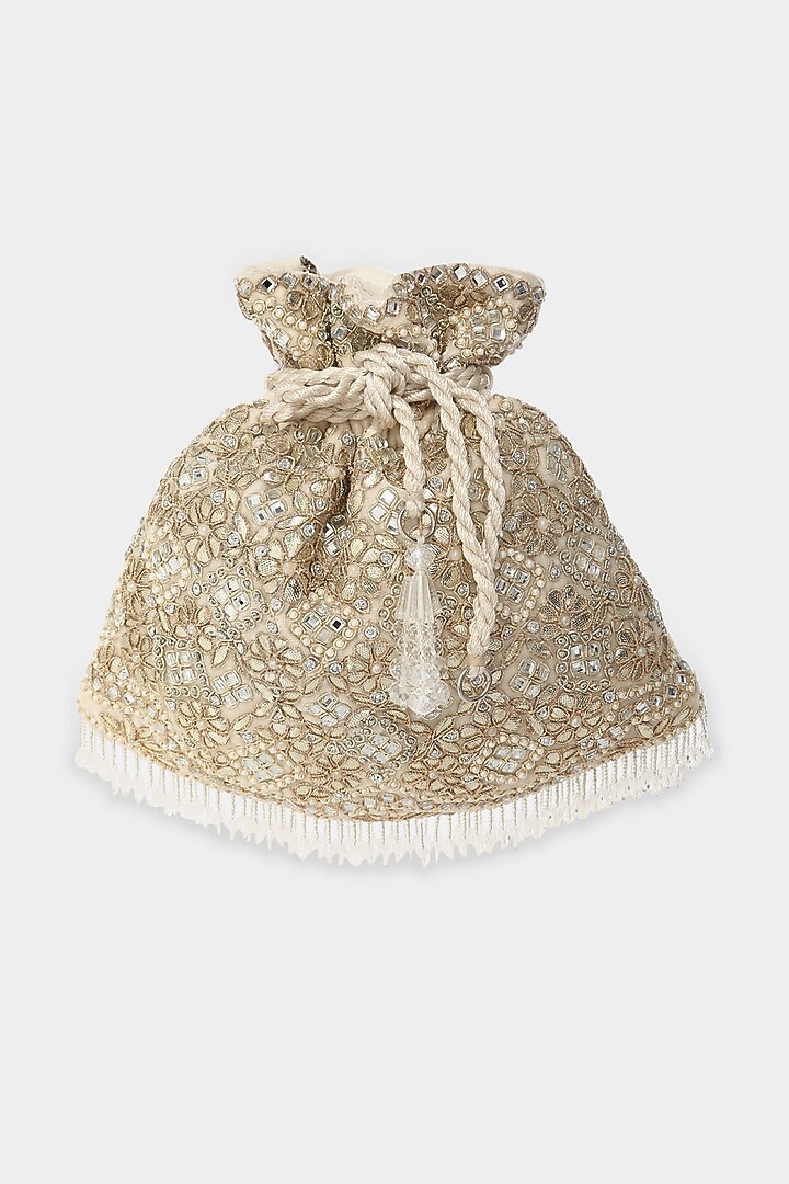 Ivory Potli With Sequins Work by Aanchal Sayal at Pernia's Pop Up Shop