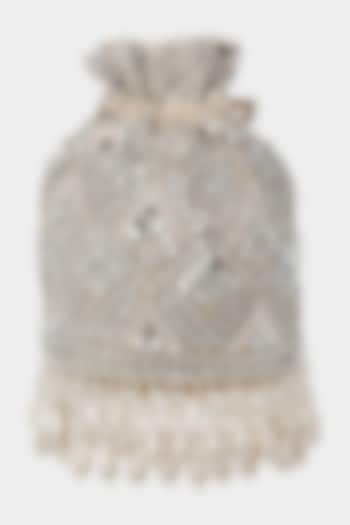 Ivory Sequins Bucket Bag by Aanchal Sayal