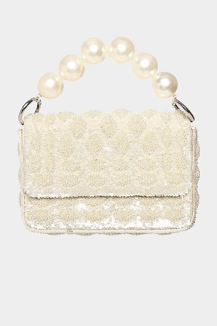 Ivory Sequins Embellished Mini Bag by Aanchal Sayal at Pernia's Pop Up Shop