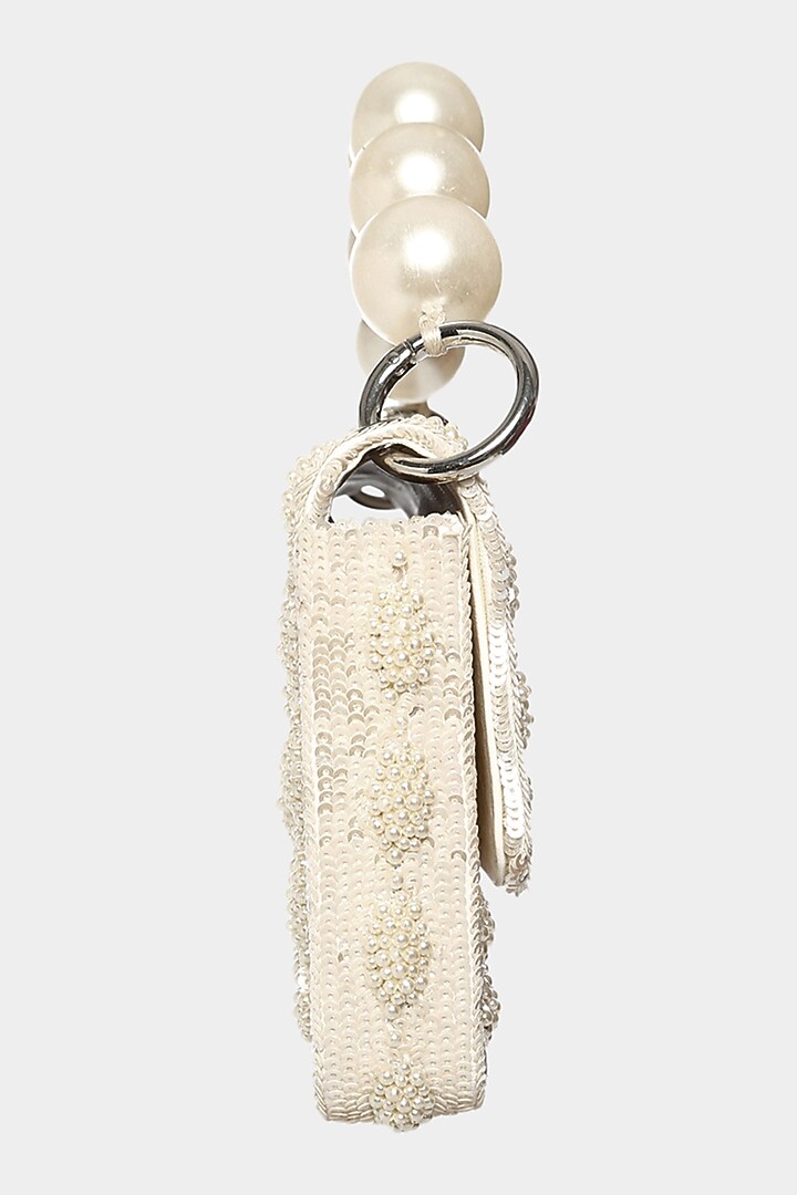 Ivory Sequins Embellished Mini Bag by Aanchal Sayal at Pernia's Pop Up Shop