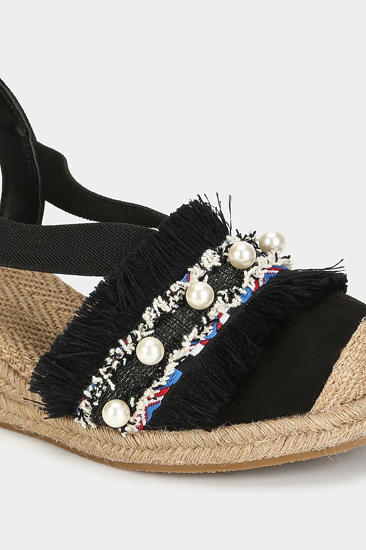 Black Embellished Mules by Aanchal Sayal at Pernia's Pop Up Shop