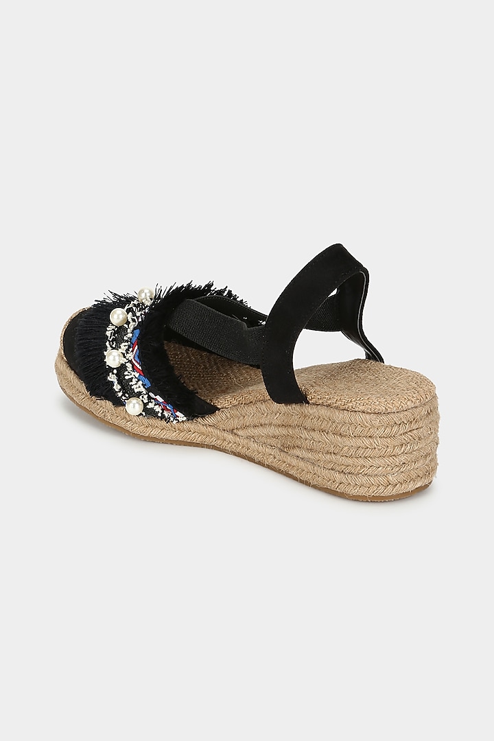 Black Embellished Mules by Aanchal Sayal at Pernia's Pop Up Shop